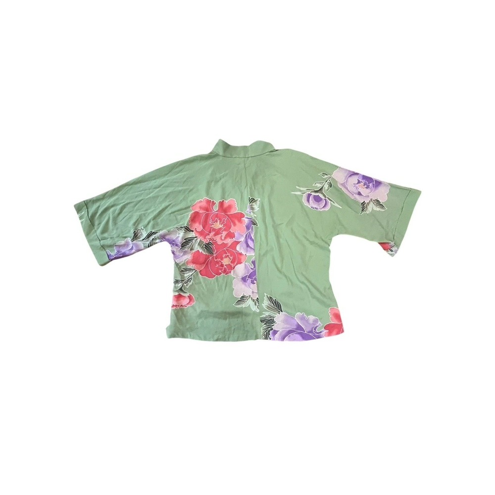 Natori satin green floral pajama set sz xl - Picture 7 of 10